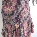 Isabel Marant Xanity Ruffled Mini Dress Pink/Multi Printed Cotton Size 38