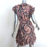 Isabel Marant Xanity Ruffled Mini Dress Pink/Multi Printed Cotton Size 38