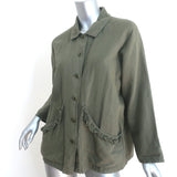 THE GREAT Tulip Jacket Army Green Linen-Cotton Size 1