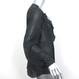 L'Agence Ruffle Blouse Tabitha Black Printed Chiffon Size Large Long Sleeve Top