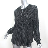 L'Agence Ruffle Blouse Tabitha Black Printed Chiffon Size Large Long Sleeve Top