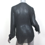 L'Agence Ruffle Blouse Tabitha Black Printed Chiffon Size Large Long Sleeve Top