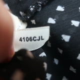 L'Agence Ruffle Blouse Tabitha Black Printed Chiffon Size Large Long Sleeve Top