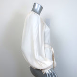 Ulla Johnson Katrine Tie-Waist Blouse Ivory Crepe Size 6 Long Sleeve Top NEW
