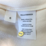Ulla Johnson Katrine Tie-Waist Blouse Ivory Crepe Size 6 Long Sleeve Top NEW