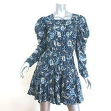 Ulla Johnson Nailah Puff Sleeve Mini Dress Navy Floral Print Cotton-Blend Size 4