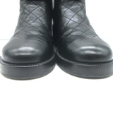 Chanel CC Turn Lock Fold-Over Ankle Boots Black Quilted Leather Size 36.5