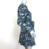 Ulla Johnson Nailah Puff Sleeve Mini Dress Navy Floral Print Cotton-Blend Size 4
