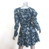 Ulla Johnson Nailah Puff Sleeve Mini Dress Navy Floral Print Cotton-Blend Size 4