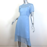 HVN Lindy Gingham Short Sleeve Dress Blue Silk Chiffon Size 6