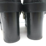 Chanel 18A Pearl & Chain-Embellished Ankle Boots Black Leather Size 35.5
