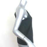 FRAME Relaxed One-Shoulder Top Black Silk Satin Size Small