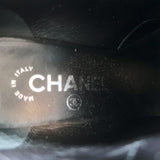 Chanel 18A Pearl & Chain-Embellished Ankle Boots Black Leather Size 35.5