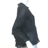 Isabel Marant Etoile Ykaria Ruffle Blouse Black Flocked Cotton Size 34