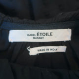 Isabel Marant Etoile Ykaria Ruffle Blouse Black Flocked Cotton Size 34