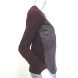 The Kooples Leather-Front Raglan Sweater Burgundy Wool-Blend Size Medium