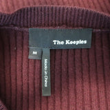 The Kooples Leather-Front Raglan Sweater Burgundy Wool-Blend Size Medium