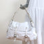 Hogan Buckled Flap Bag White Grained Leather Medium Shoulder Bag