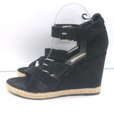 Balenciaga Espadrille Wedge Sandals Black Suede Size 41 Buckle-Strap Heels