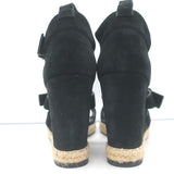Balenciaga Espadrille Wedge Sandals Black Suede Size 41 Buckle-Strap Heels
