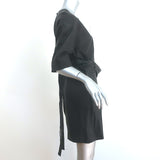 IRO Leather Wrap Dress Abigail Black Size 40 Short Sleeve Mini