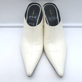 Celine Pointed Toe Mules White Leather Size 38.5
