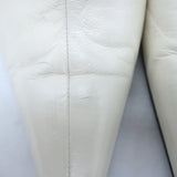 Celine Pointed Toe Mules White Leather Size 38.5
