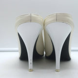 Celine Pointed Toe Mules White Leather Size 38.5