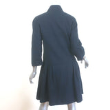 Chanel Zipper-Trimmed Ruffle Jacket Navy Cotton Pique Size 40