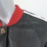 Gucci Hollywood Embroidered Leather Bomber Jacket Black Size 42