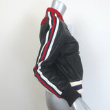 Gucci Hollywood Embroidered Leather Bomber Jacket Black Size 42
