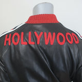Gucci Hollywood Embroidered Leather Bomber Jacket Black Size 42