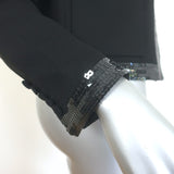Saint Laurent Sequin-Trimmed Open Front Jacket Black Wool Crepe Size 38