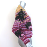 Chanel 24C Palm Tree Jacquard Knit Sequin Cardigan Pink/Yellow Size 34