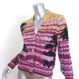 Chanel 24C Palm Tree Jacquard Knit Sequin Cardigan Pink/Yellow Size 34
