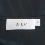 A.L.C. Avi Twist-Front Asymmetric Midi Dress Navy Striped Silk Size 10