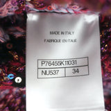 Chanel 24C Palm Tree Jacquard Knit Sequin Cardigan Pink/Yellow Size 34