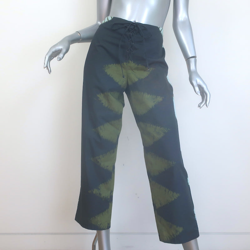 Christian Dior Tie Dye Lace-Up Cropped Pants Charcoal Cotton Size US 6