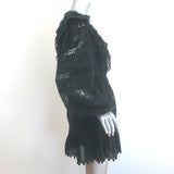 Ulla Johnson Jolie Ruffled Lace-Trimmed Mini Dress Black Cotton-Blend Size 2