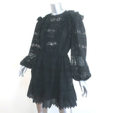 Ulla Johnson Jolie Ruffled Lace-Trimmed Mini Dress Black Cotton-Blend Size 2