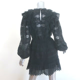 Ulla Johnson Jolie Ruffled Lace-Trimmed Mini Dress Black Cotton-Blend Size 2