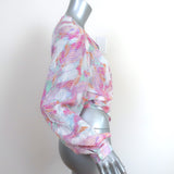 IRO Wrap Blouse Freddi Pink/White Printed Jacquard Size 34 Long Sleeve Top