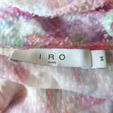 IRO Wrap Blouse Freddi Pink/White Printed Jacquard Size 34 Long Sleeve Top