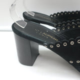 Saint Laurent Loulou Crisscross Sandals Black Grommet-Embellished Suede Size 38