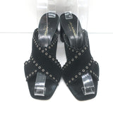 Saint Laurent Loulou Crisscross Sandals Black Grommet-Embellished Suede Size 38