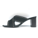 Saint Laurent Loulou Crisscross Sandals Black Grommet-Embellished Suede Size 38