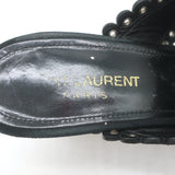 Saint Laurent Loulou Crisscross Sandals Black Grommet-Embellished Suede Size 38