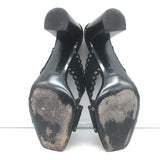 Saint Laurent Loulou Crisscross Sandals Black Grommet-Embellished Suede Size 38