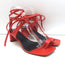 Celine Toe Ring Ankle Wrap Sandals Red Leather Size 37