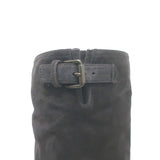 Prada Sport Knee High Moto Boots Dark Gray Suede Size 38